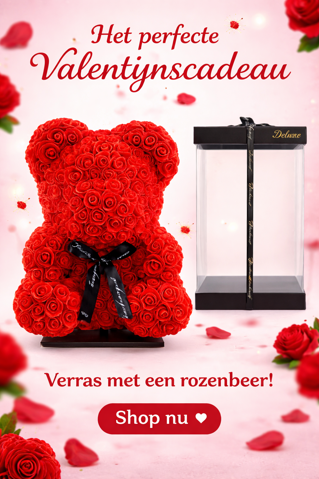 Beer DELUXE op standaard 40cm - rood foam - in luxe cadeauverpakking 40 cm