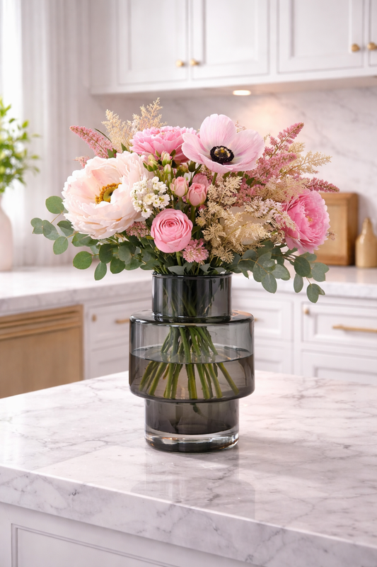 Droogbloemen & Zijden Pioenrozen “Peony Love” – Luxe Droogbloemen Boeket (4 stuks, 55 cm)