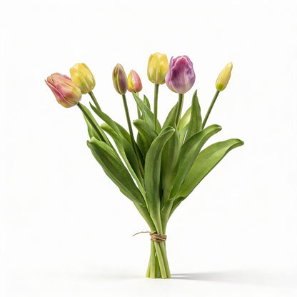 Zachte Lente Kunsttulpen – 7 Stelen (Real Touch, 42 cm) Interieur Decoratie