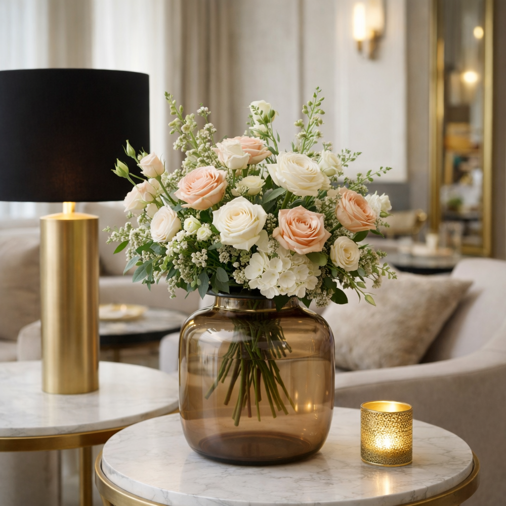 Vaas glas - M - H25 W25 - Bartica - Taupe