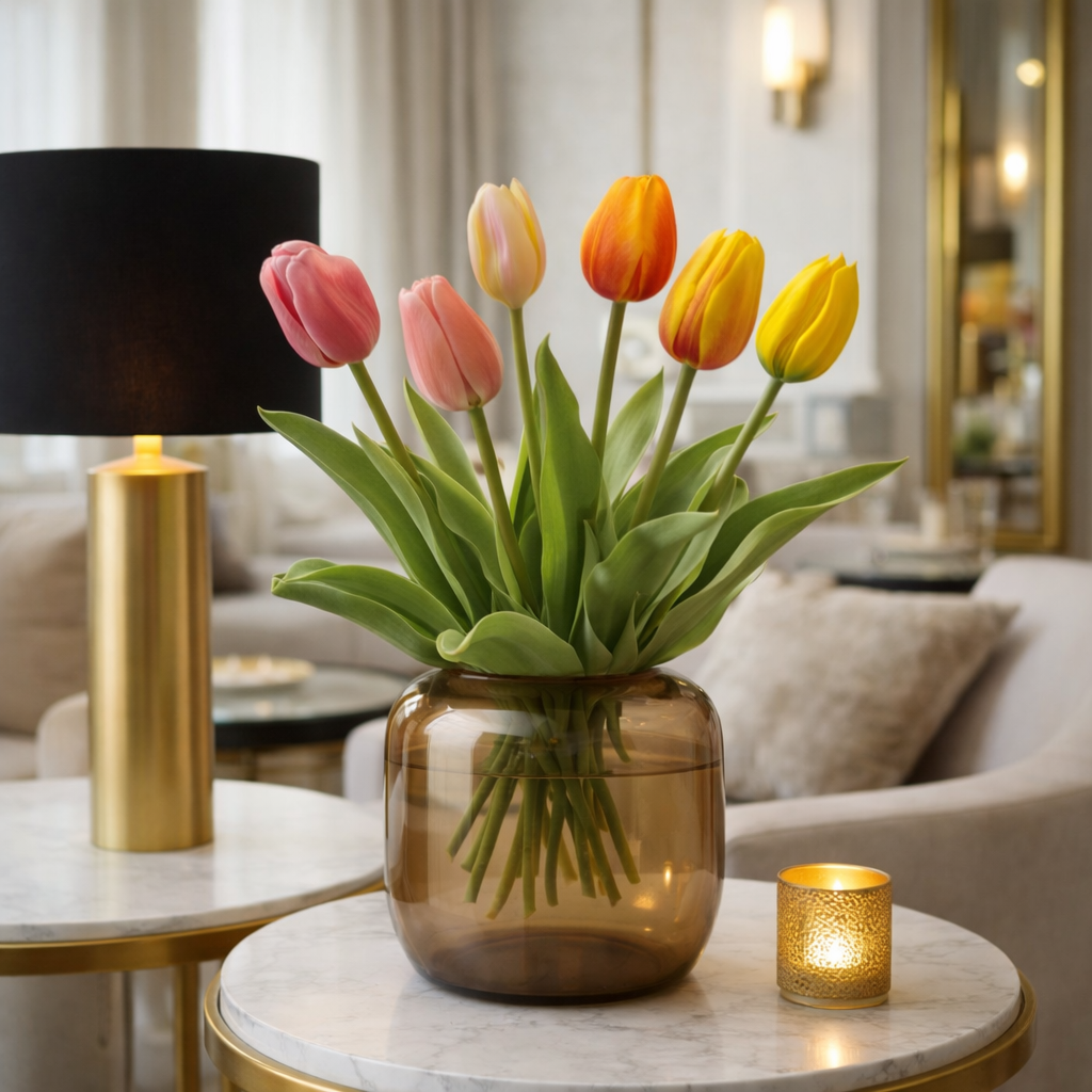 Vaas glas - M - H25 W25 - Bartica - Taupe