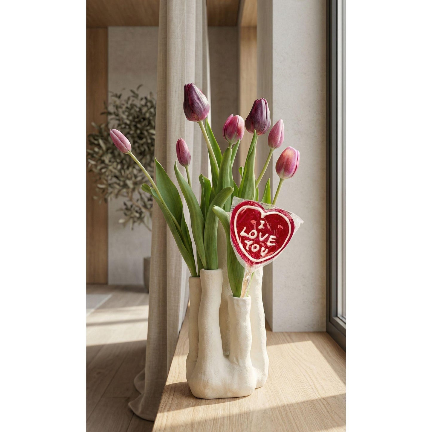 Luxe Kunsttulpen Set met Vaas – Perfect als Cadeau
