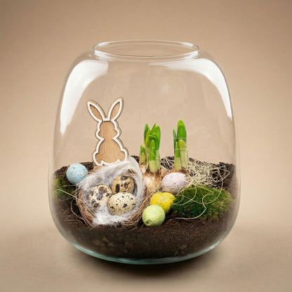 Emma Pasen - Open terrarium - Flessentuin DIY kit - Ø 23 cm ↑ 25 cm - Easter Bottle Garden