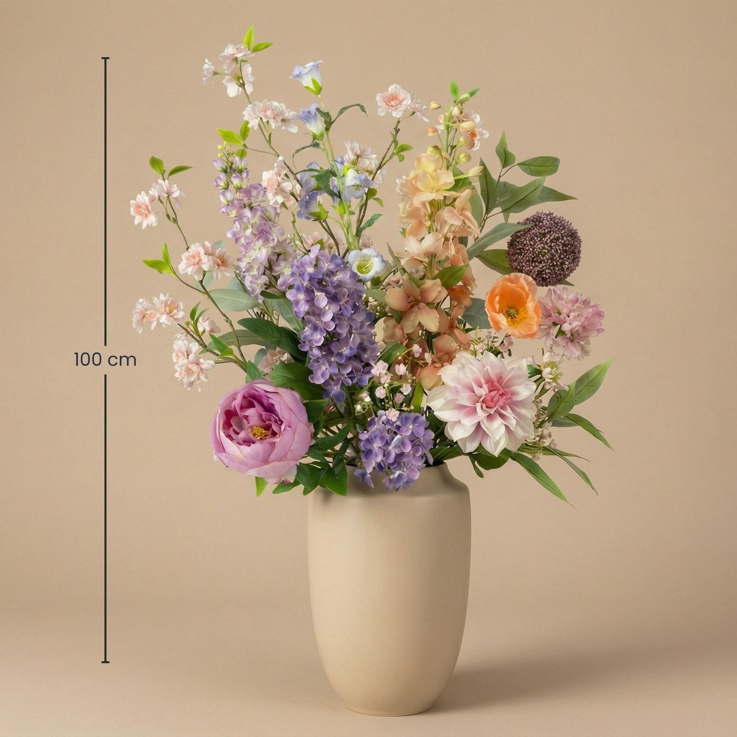 Kunstbloemen Boeket Pastel Meadow Deluxe - Real Touch - 15 Stelen - ↑ 100 cm