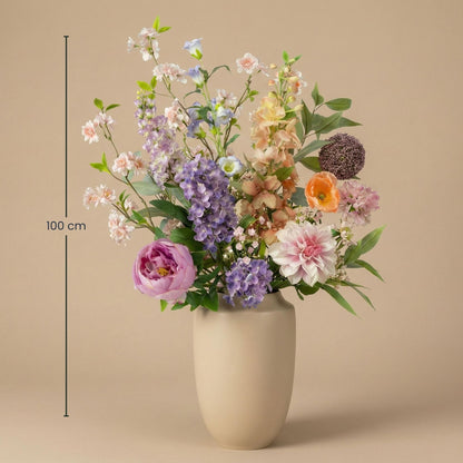 Kunstbloemen Boeket Pastel Meadow Deluxe - Real Touch - 15 Stelen - ↑ 100 cm