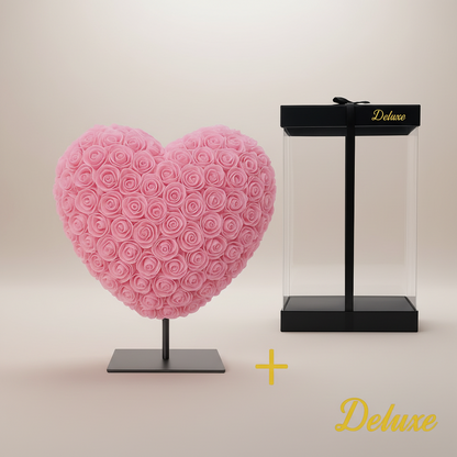 Hart DELUXE op standaard 15cm - lichtroze foam - in luxe cadeauverpakking 15 cm