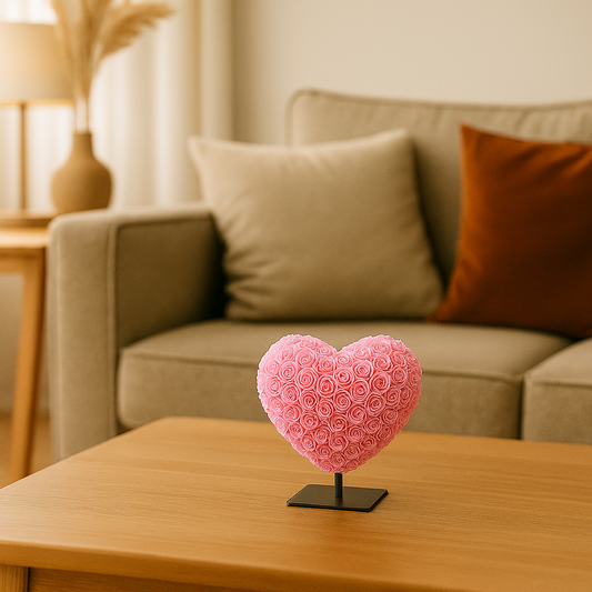 Hart DELUXE op standaard 15cm - lichtroze foam - in luxe cadeauverpakking 15 cm