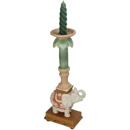 Kandelaar - Olifant roze/groen - Polyresin - 34,50 cm