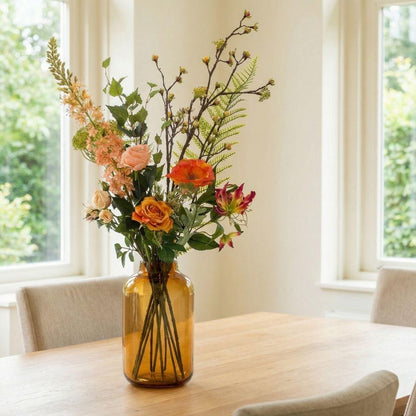 Kunstbloemen boeket Amber Peach Deluxe - Real Touch - 12 stelen - ↑ 105 cm