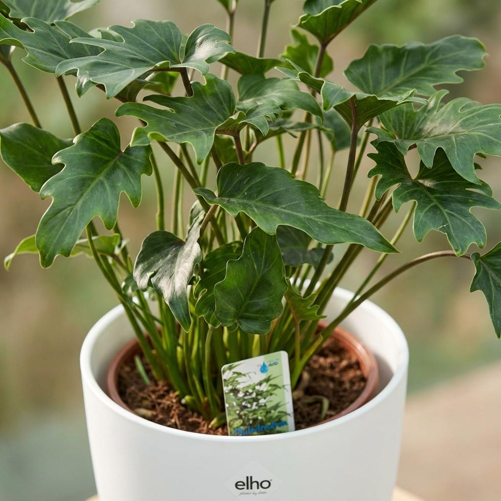 Philodendron - Philodendron Xanadu - Groen - Weinig onderhoud - 1 Plant - met Potter Wit - Pot 19cm - Hoogte 60cm