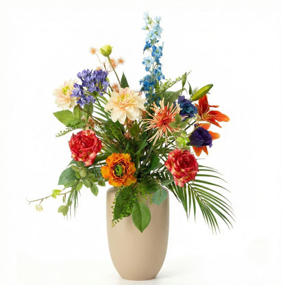 Kunstbloemen Boeket “Colorful Bloom Deluxe” – Real Touch – 70 cm – 18 Stelen