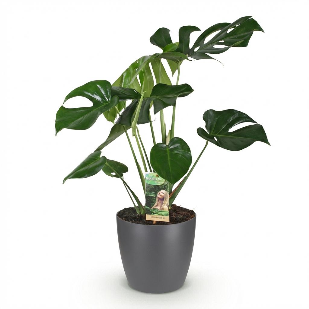 Monstera Deliciosa (Gatenplant) – 70-80 cm – Inclusief Grijze Pot