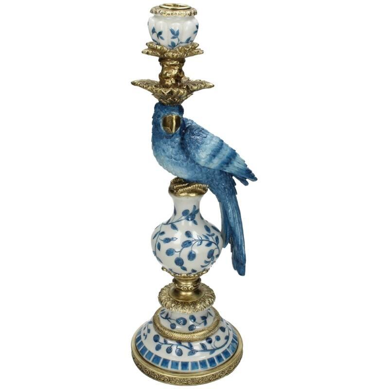 Kandelaar “Dutch Blue Parrot” – 40 cm – Luxe Papegaai Kandelaar