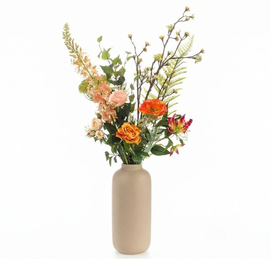 Kunstbloemen boeket Amber Peach Deluxe - Real Touch - 12 stelen - ↑ 105 cm