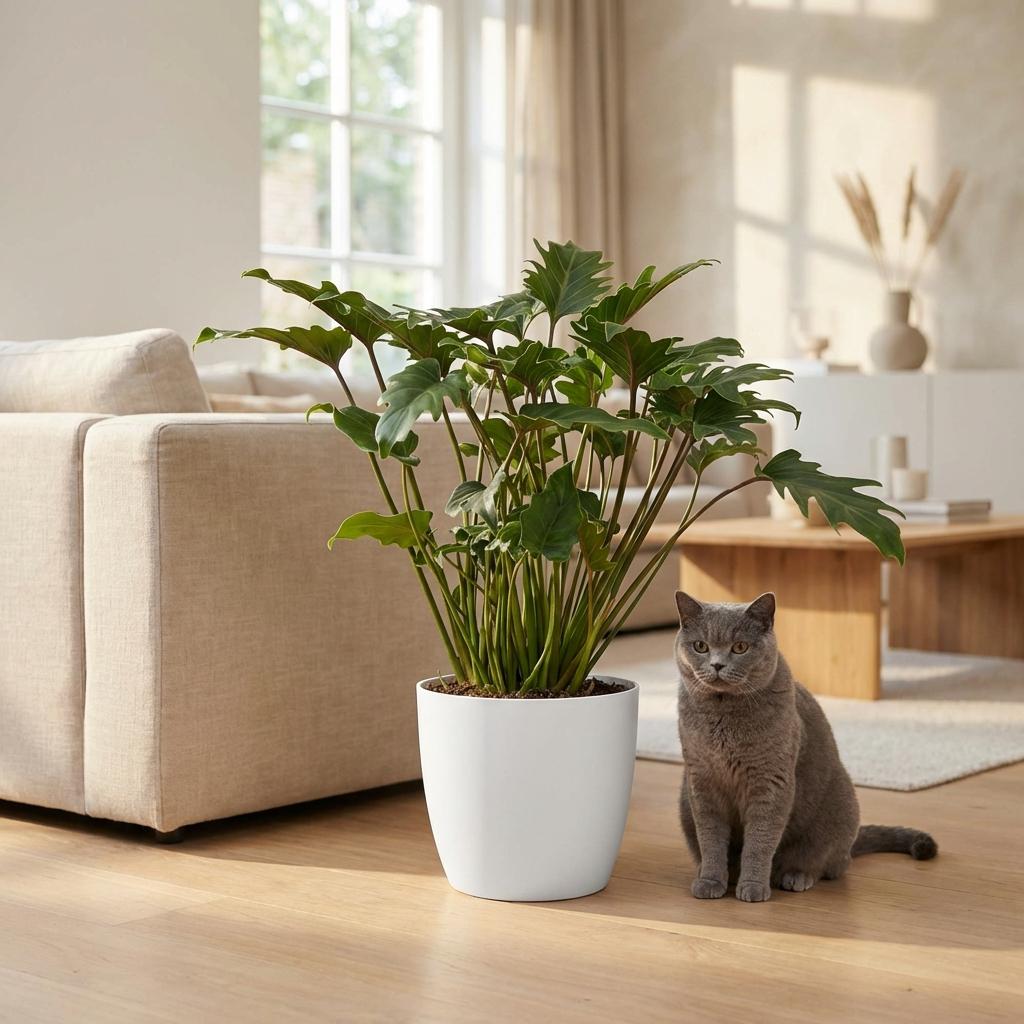 Philodendron - Philodendron Xanadu - Groen - Weinig onderhoud - 1 Plant - met Potter Wit - Pot 19cm - Hoogte 60cm