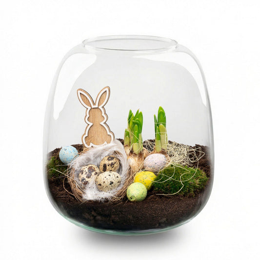 Emma Pasen - Open terrarium - Flessentuin DIY kit - Ø 23 cm ↑ 25 cm - Easter Bottle Garden