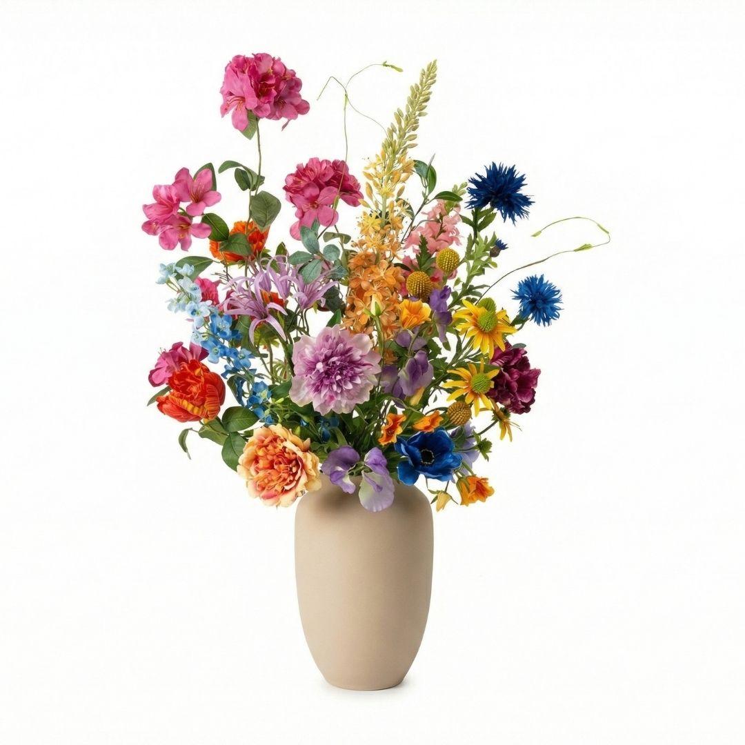 Kunstbloemen boeket Summer Garden Deluxe - Real Touch - 19 stelen - ↑ 100 cm - Zijden bloemen