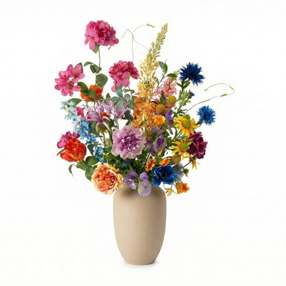 Kunstbloemen boeket Summer Garden Deluxe - Real Touch - 19 stelen - ↑ 100 cm - Zijden bloemen