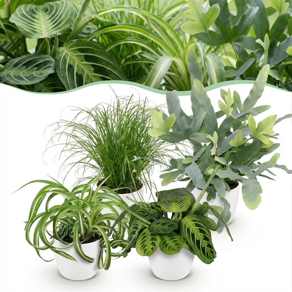 Huisdiervriendelijke Kamerplanten Mix - 4 Stuks – Met Witte Pot