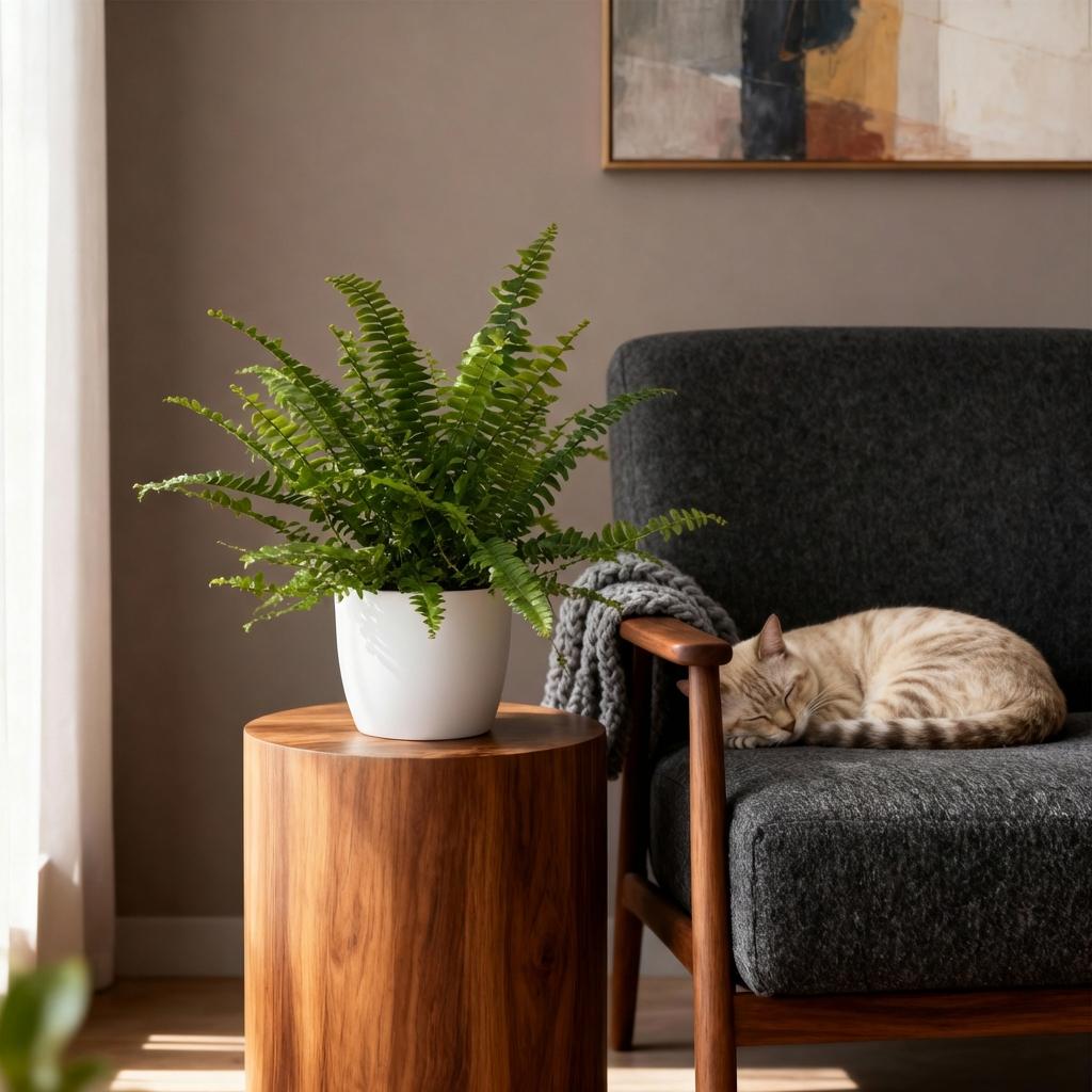 Nephrolepsis exaltata Green Lady - Varen - Huisdiervriendelijke Plant - Groen - 2 Planten - met Potter Wit - Pot 12cm - Hoogte 25cm