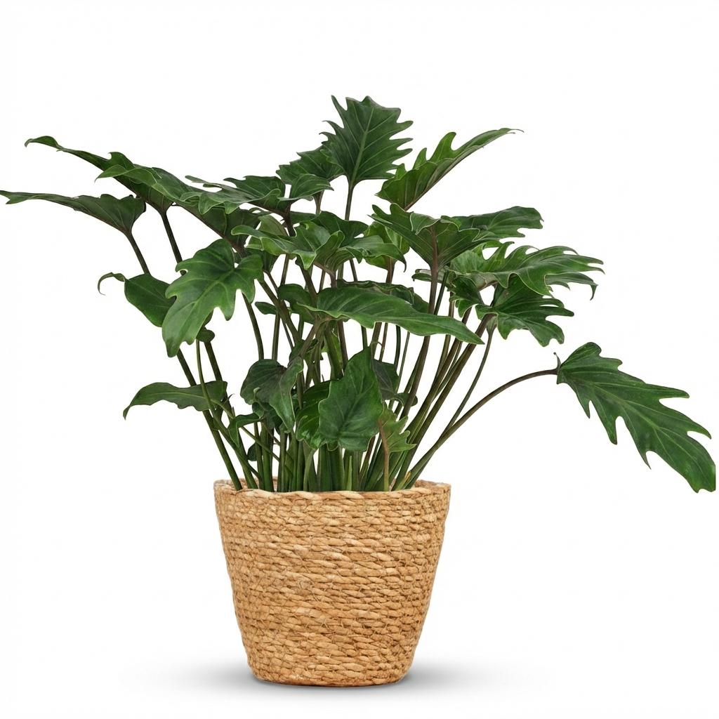 Philodendron - Philodendron Xanadu - Groen - Weinig onderhoud - 1 Plant - met Mand - Pot 19cm - Hoogte 60cm