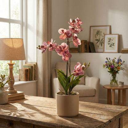 Orchidee Vanda kunstplant 60 cm - Oudroze - In pot - Artificial plant