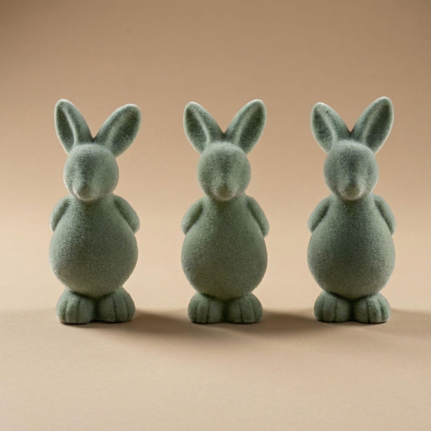 3x Paashaas decoratie - Groen fluweel - ↑ 12,5 cm