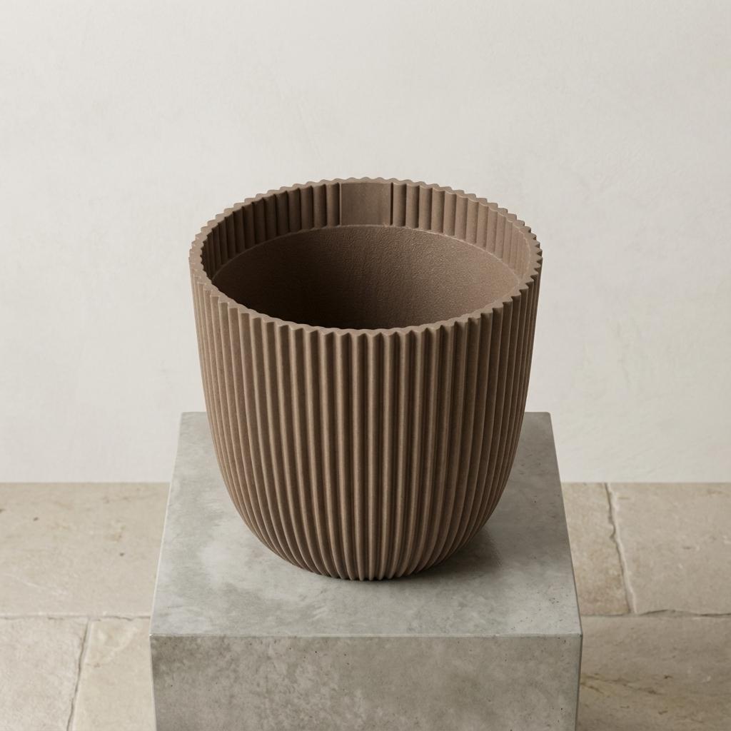 Capi Pot Nature Groove Made With Warm Taupe  - D25cm