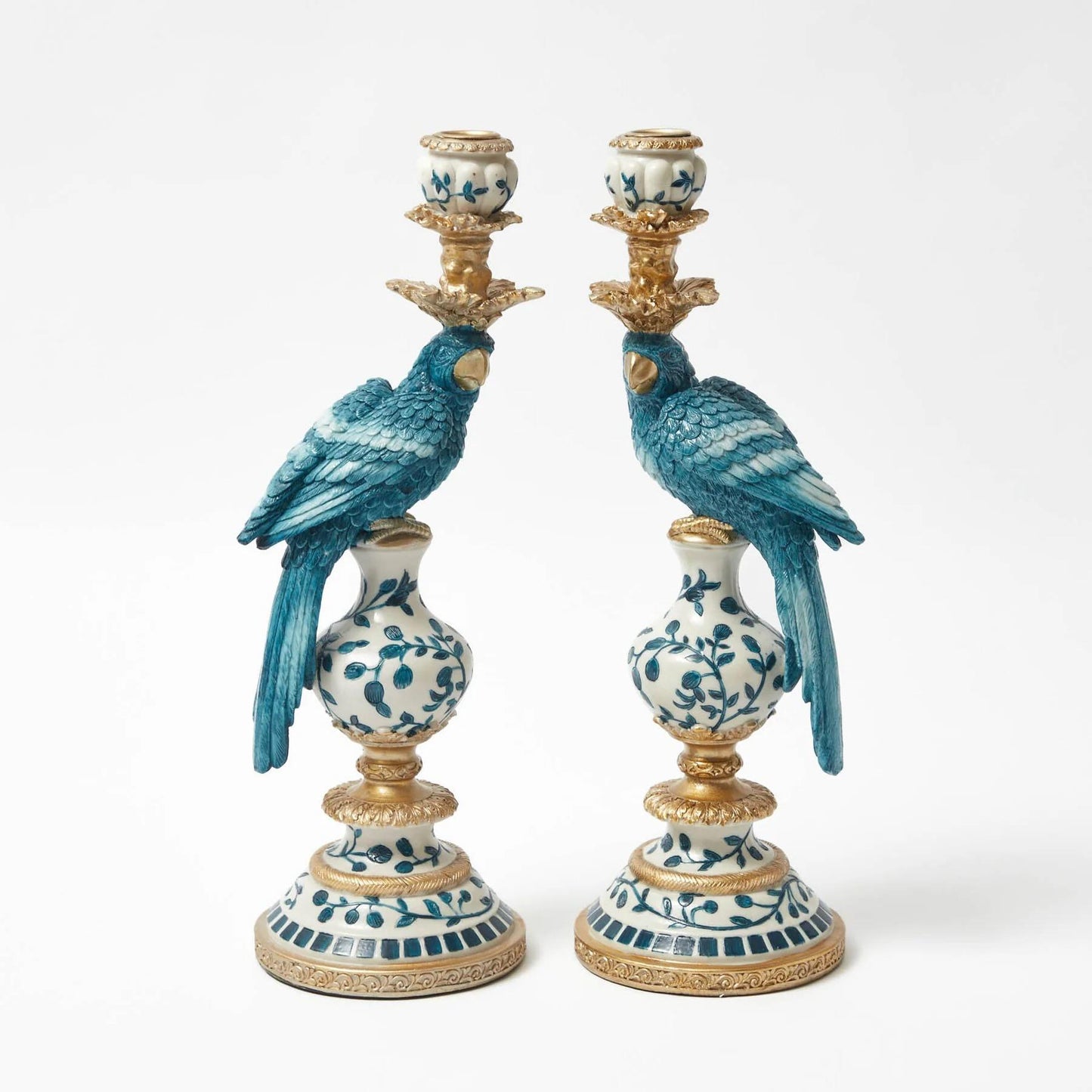 Kandelaar “Dutch Blue Parrot” – 40 cm – Luxe Papegaai Kandelaar