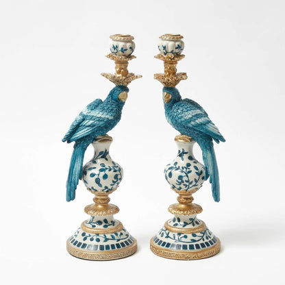 Kandelaar “Dutch Blue Parrot” – 40 cm – Luxe Papegaai Kandelaar