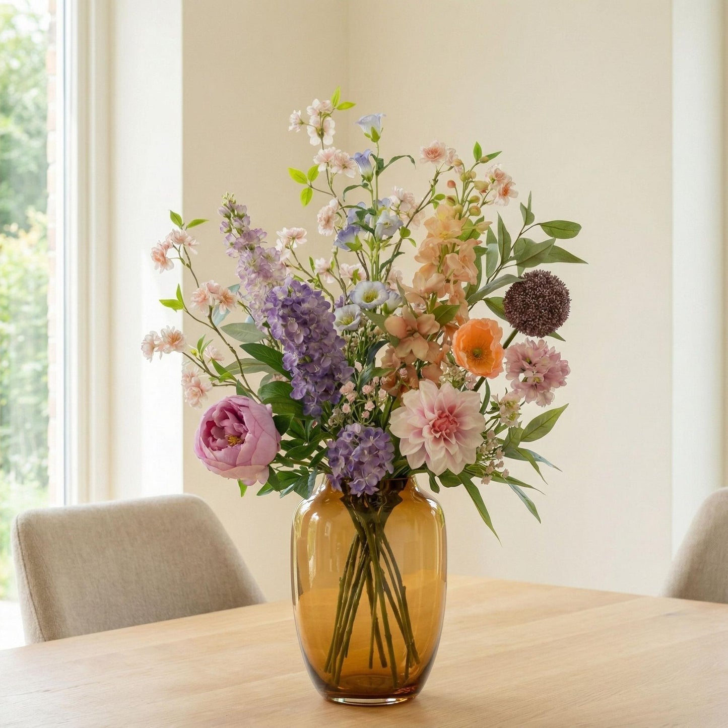 Kunstbloemen Boeket Pastel Meadow Deluxe - Real Touch - 15 Stelen - ↑ 100 cm