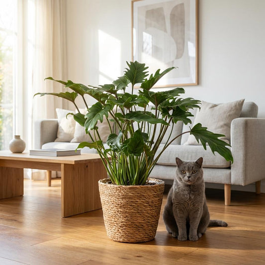 Philodendron - Philodendron Xanadu - Groen - Weinig onderhoud - 1 Plant - met Mand - Pot 19cm - Hoogte 60cm