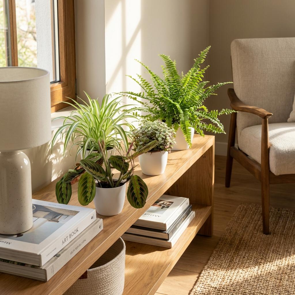 Mix van 4 - Huisdiervriendelijke Planten 4 Planten - met Potter Wit - Pot 12cm - Hoogte 25cm