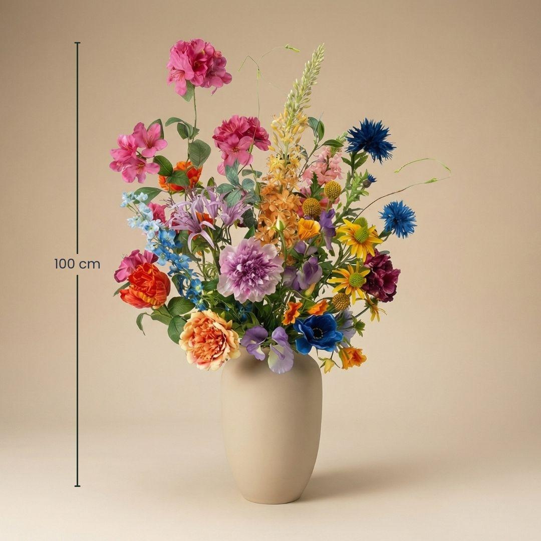 Kunstbloemen boeket Summer Garden Deluxe - Real Touch - 19 stelen - ↑ 100 cm - Zijden bloemen