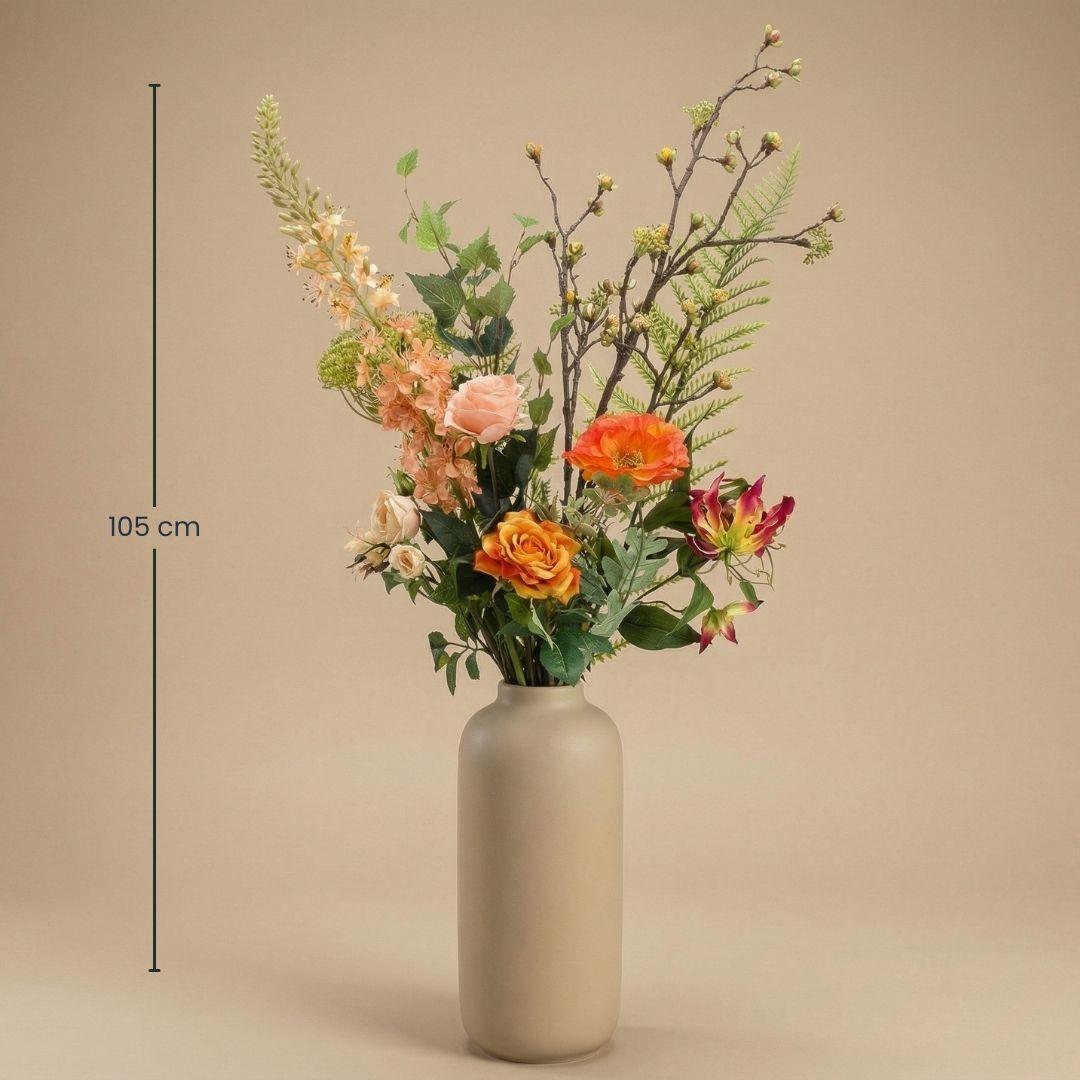 Kunstbloemen boeket Amber Peach Deluxe - Real Touch - 12 stelen - ↑ 105 cm