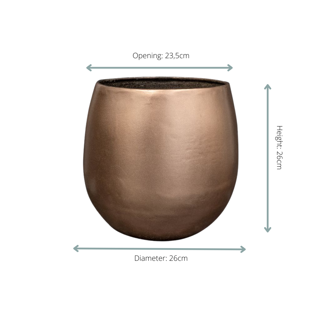 Luxe Bronzen Plantenpot 26x26 cm – Hotel Chique Bloempot Metallic Brons