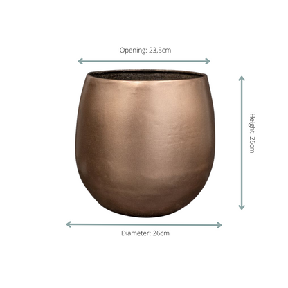 Luxe Bronzen Plantenpot 26x26 cm – Hotel Chique Bloempot Metallic Brons