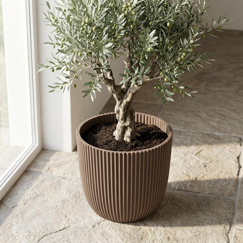 Capi Pot Nature Groove Made With Warm Taupe  - D25cm